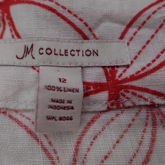 JM Collection Jacket Womens 12 Linen Button Up Geometric Lightweight Spring Blaz - Picture 10 of 13